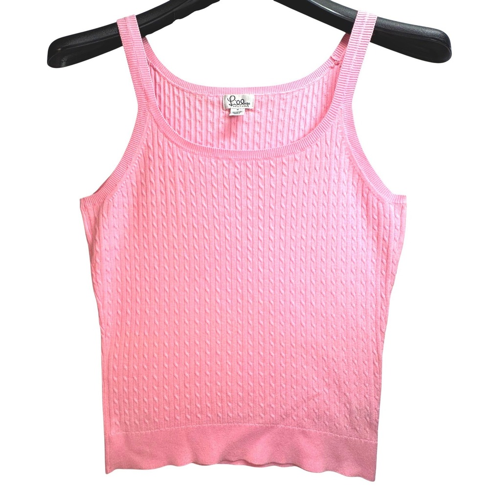 Lilly Pulitzer Pink Cable Knit Tank Top Sleeveless Sweater Bra Keepers Womens M